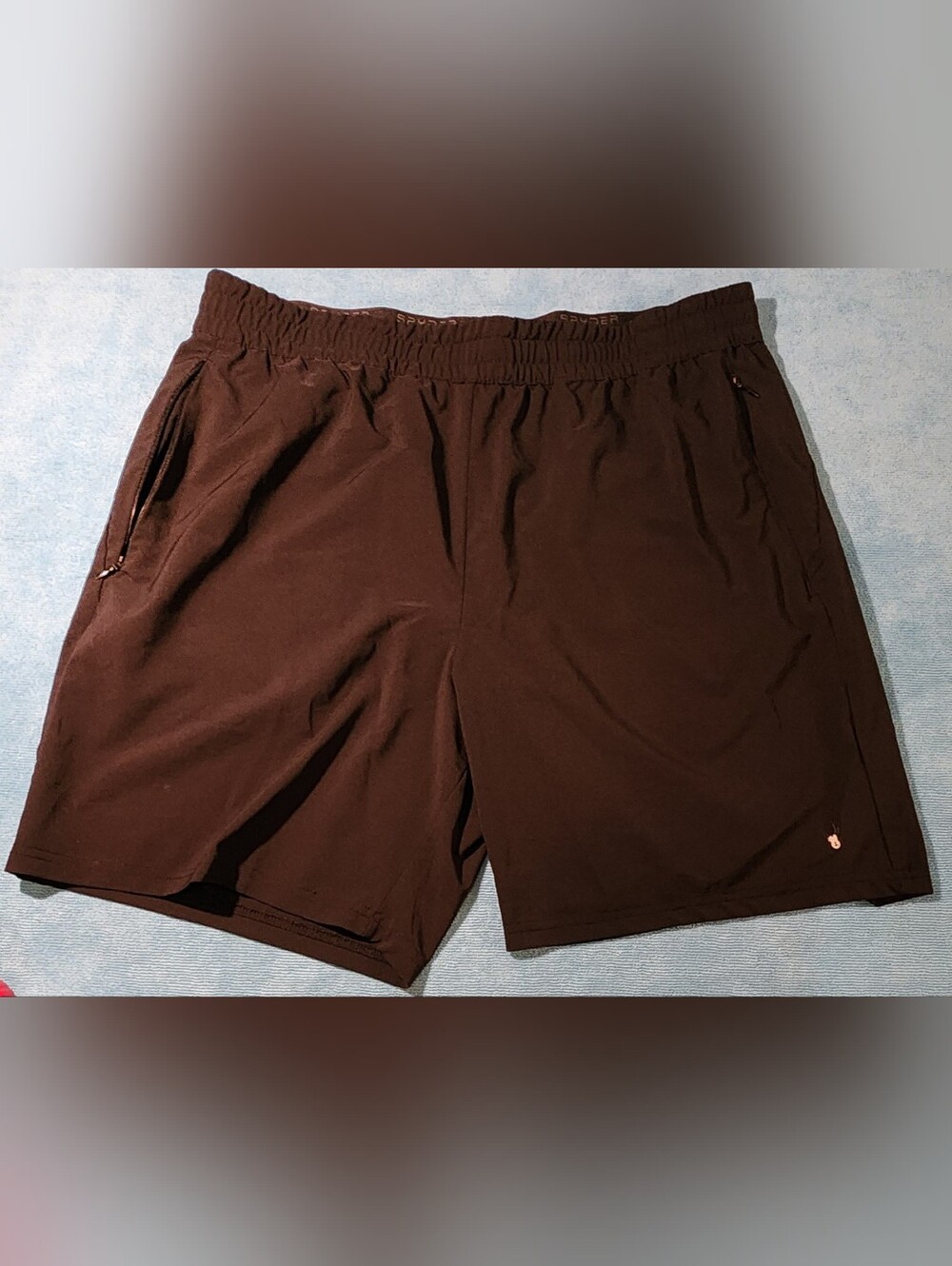 Spyder Men's Dark Brown Athletic Shorts with Zip Pockets